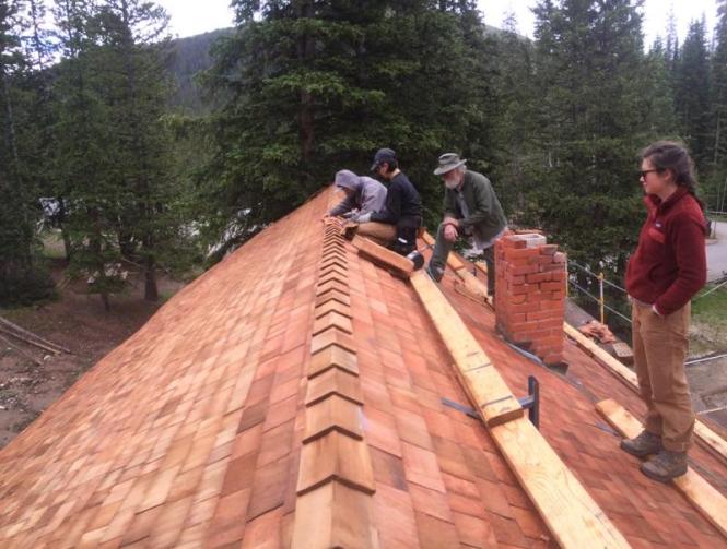 Nearly finished with the roof at Lake Irene